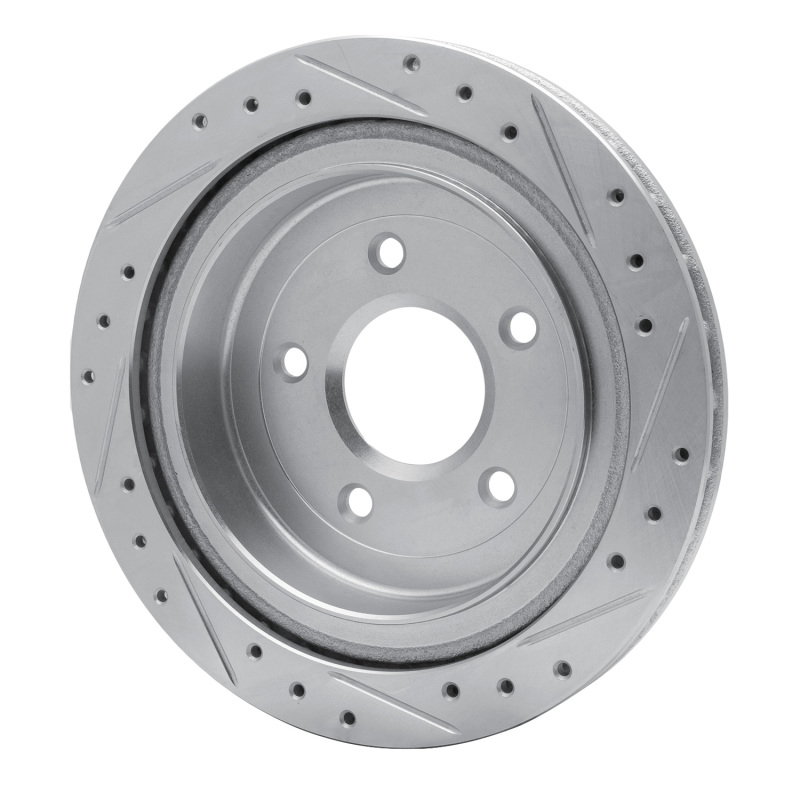 Cadillac XLR Brake Rotor (1) - Rear Left - R1 Concepts - Drilled & Slotted - Silver - `97-`13